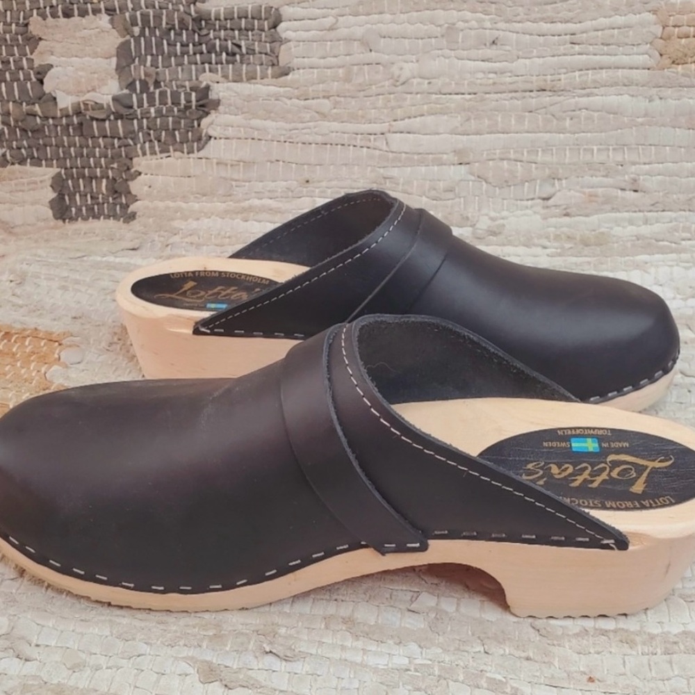 Lotta From Stockholm Black Leather Clogs size 43/11.5 - Picture 10 of 10